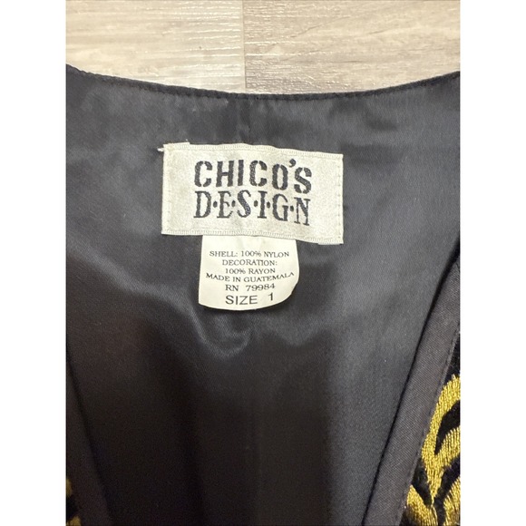 Vtg Chico's Design Vest  Floral Embroidered Velour Fall Colors Boho Hippy Flower - Picture 2 of 7